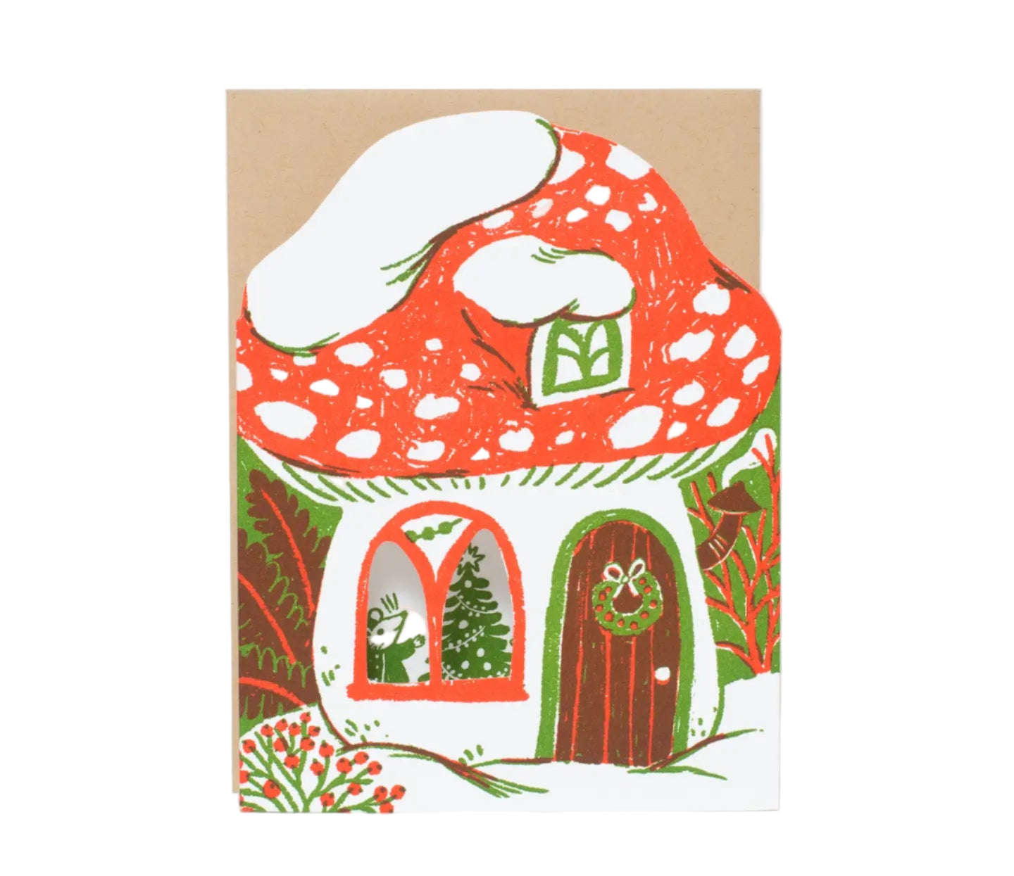 Merry Mushroom House Card By Phoebe Wahl