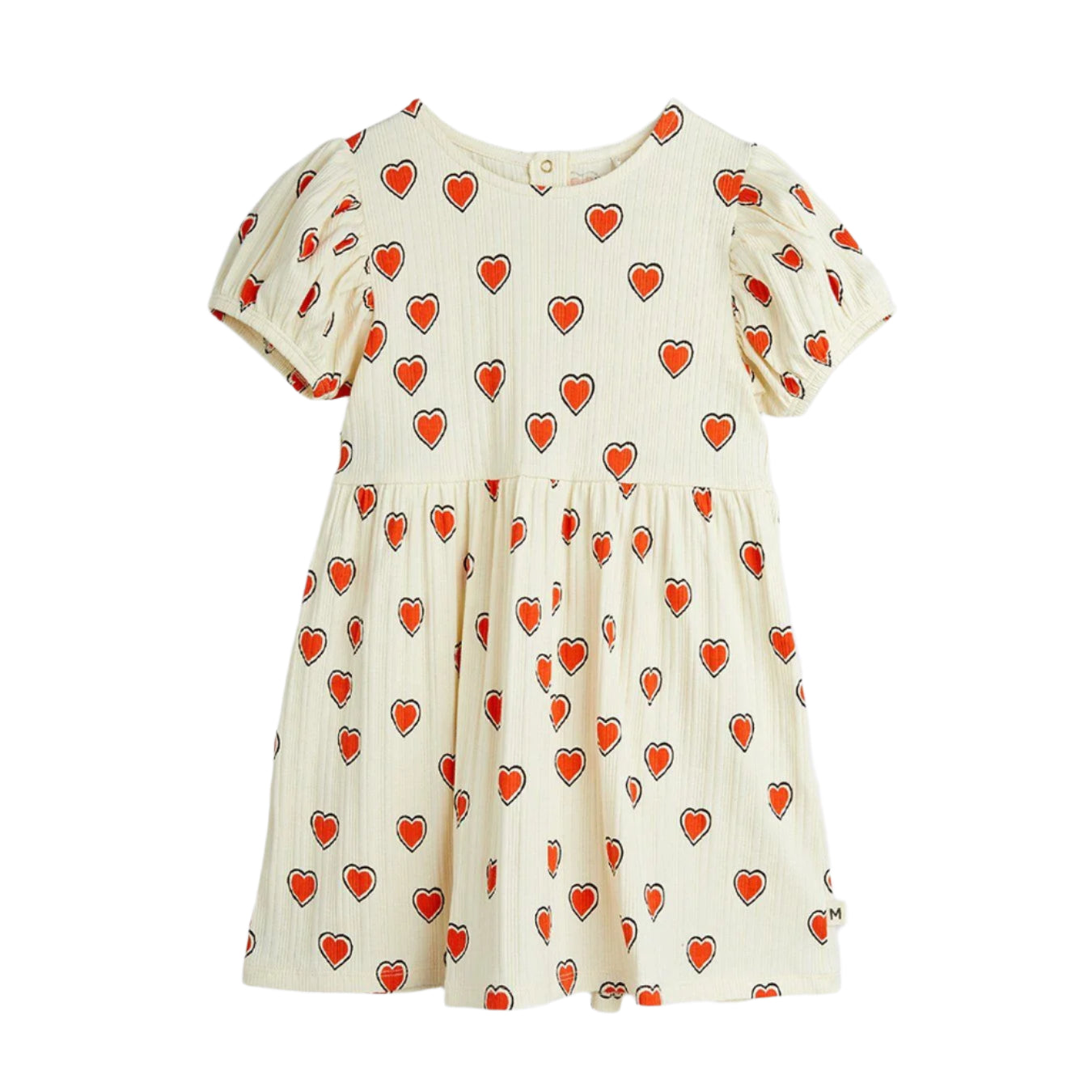 White Outlined Heart Dress by Mini Rodini