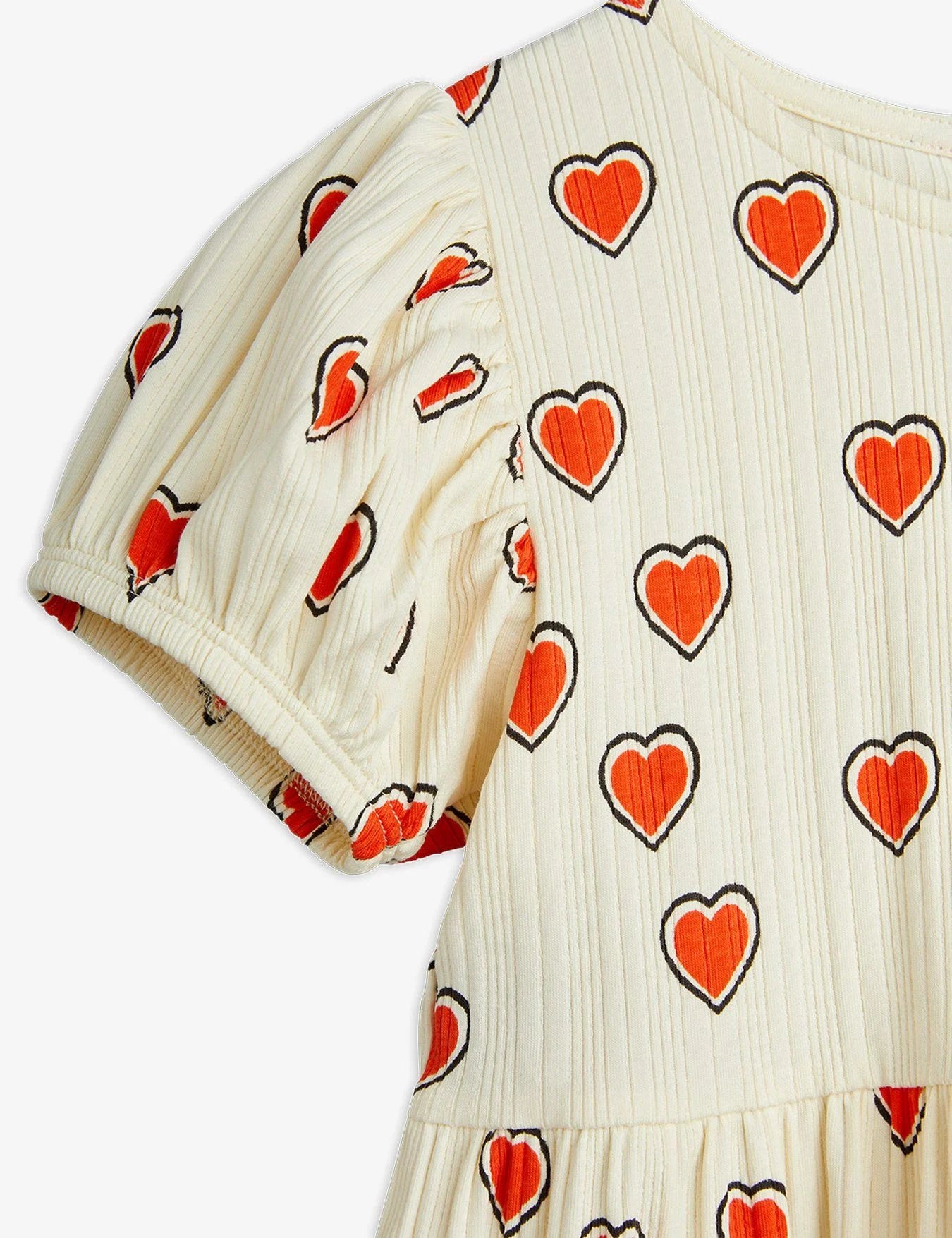 White Outlined Heart Dress by Mini Rodini