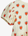 White Outlined Heart Dress by Mini Rodini