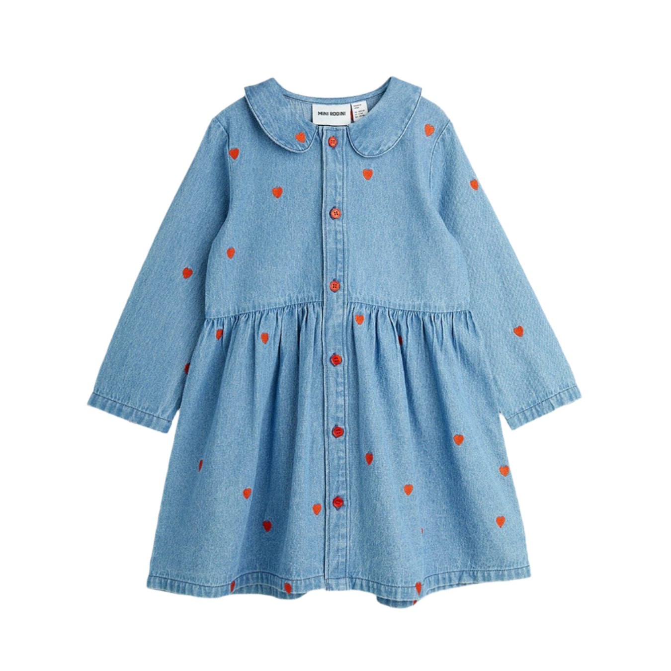 Mini Hearts Denim Dress by Mini Rodini