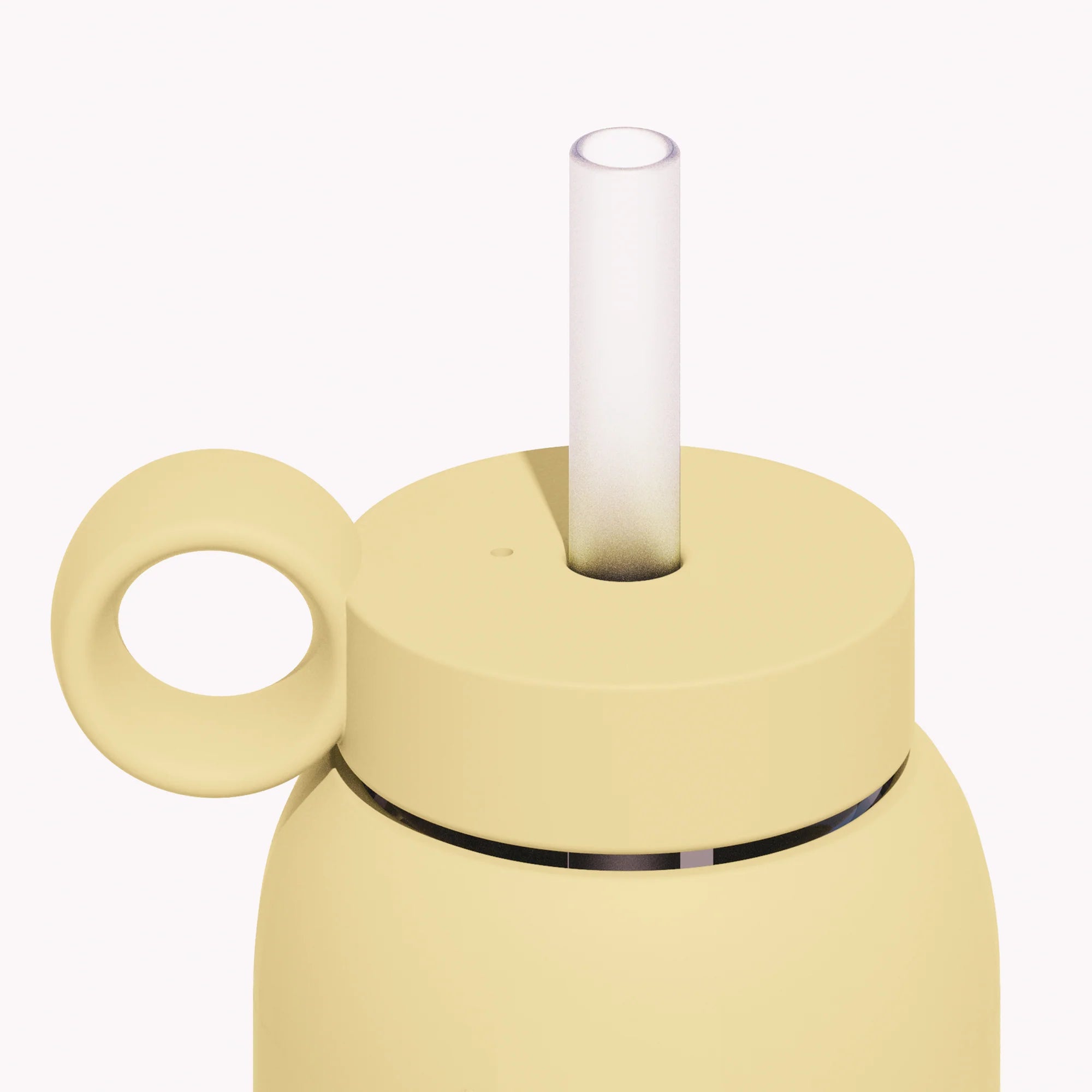 Silicone straw and screw on cap for Bink bottle in yellow.