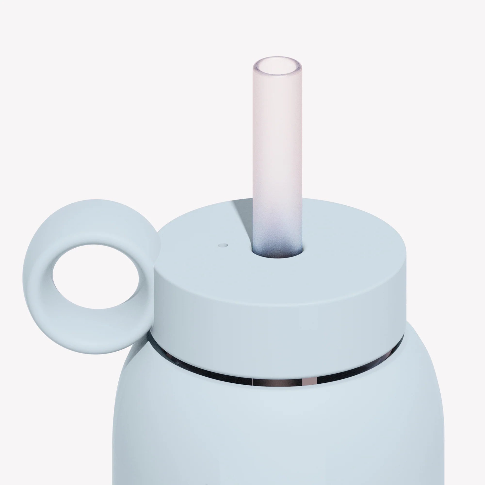 Silicone straw and screw on cap for Bink bottle in blue.