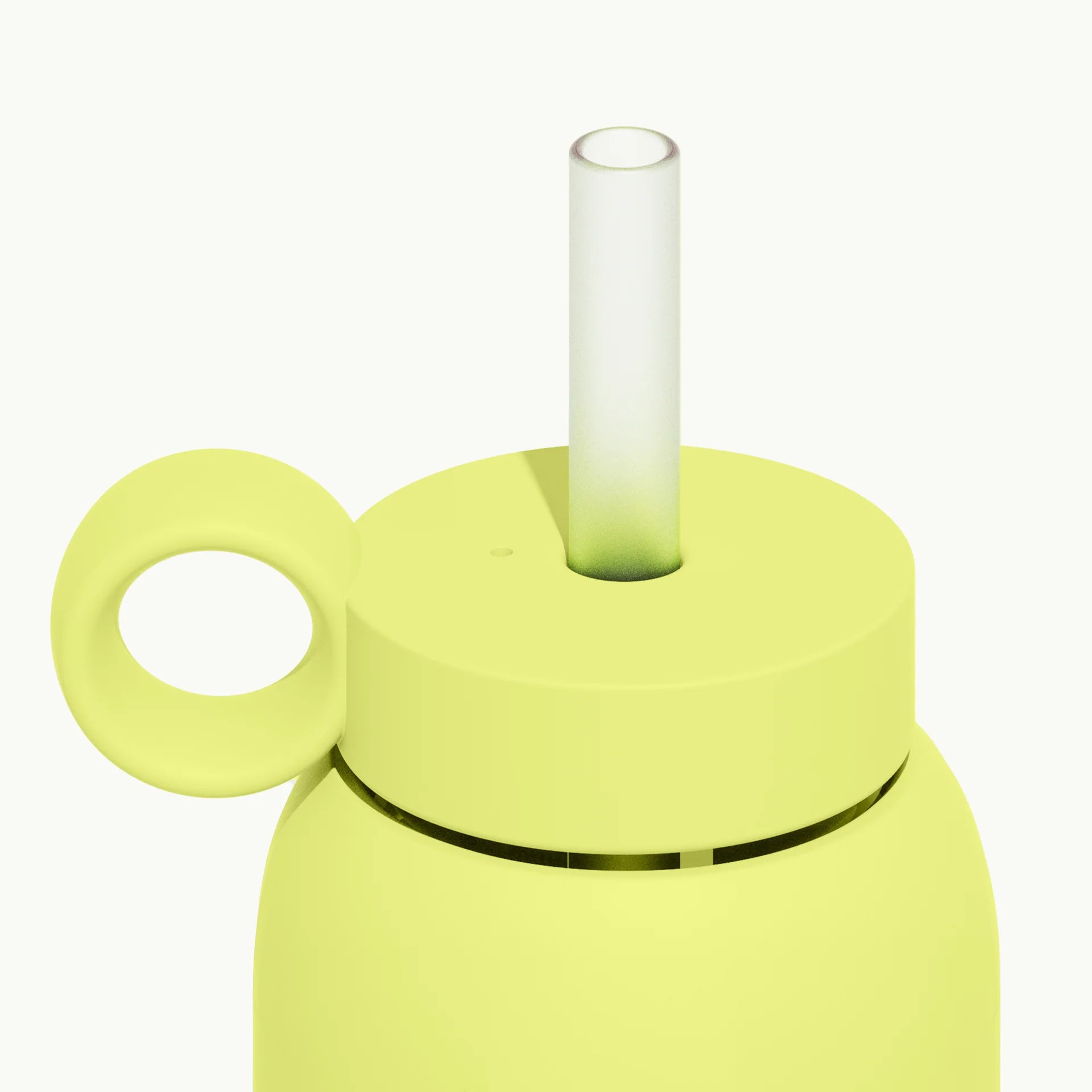 Silicone straw and screw on cap for Bink bottle in lime green.