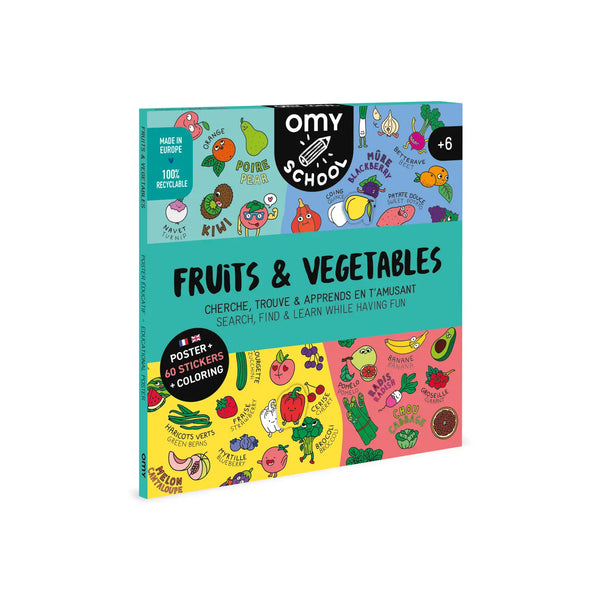 Fruits & Vegetables Sticker Poster by Omy – Mochi Kids