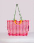 Floral Stripe Mesh Market Bag