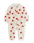 Hearts Velour Baby Jumpsuit by Mini Rodini