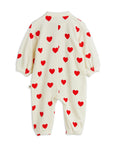 Hearts Velour Baby Jumpsuit by Mini Rodini