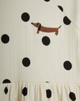 Dots Dog Trumpet Sleeve Dress