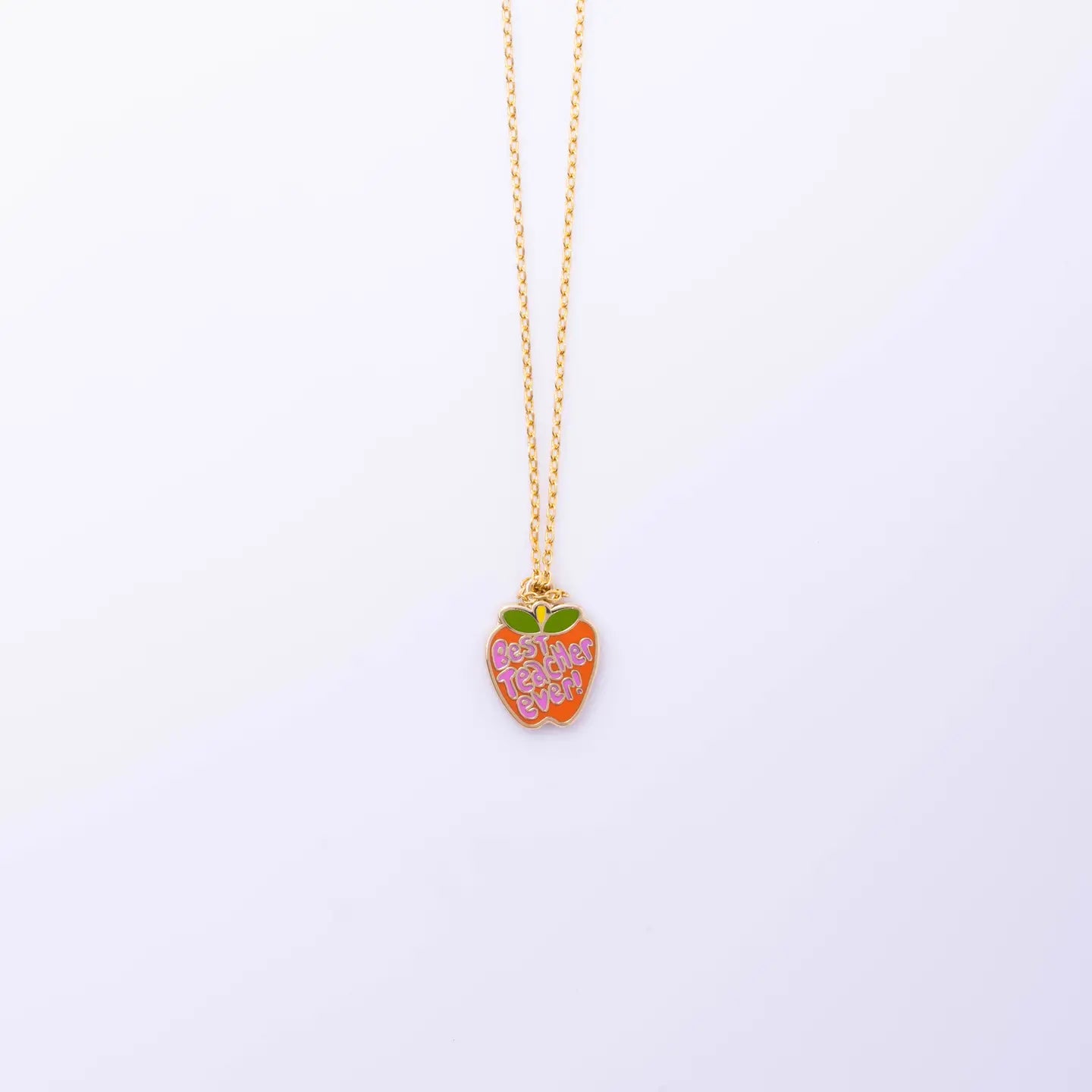 Best Teacher Ever Apple Pendant Necklace by Yellow Owl Workshop