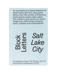 Block Letters Salt Lake City Book by Copy That Studio