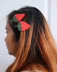 Strawberry Alligator Hair Clip Set by Jenny Lemons