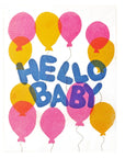 Hello Baby Balloons Risograph Greeting Card by Alphabet Studios