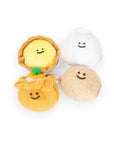 Stuffed fabric Dim Sum dumplings on white background
