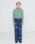 Flower Pattern Rib Mockneck