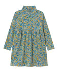 Flower Pattern Rib Mockneck Dress