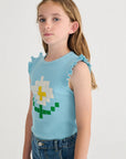 Pixel Daisy Ruffle Top by Bobo Choses