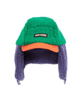 Purple/Green Color Block Sheepskin Baby Chapka