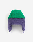 Purple/Green Color Block Sheepskin Baby Chapka