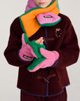 Green/Pink Color Block Sheepskin Mittens