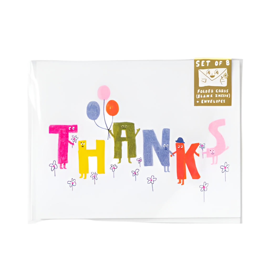 Thanks Friends - Risograph Card Set of 8 by Yellow Owl Workshop