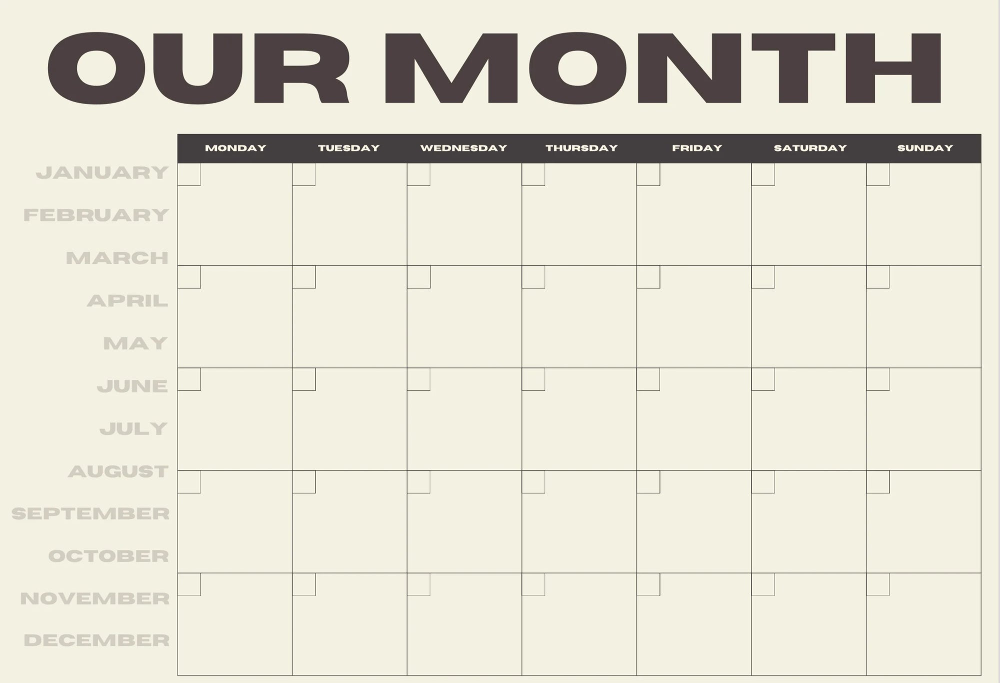 Our Month Planner Pad by Sonderhaus