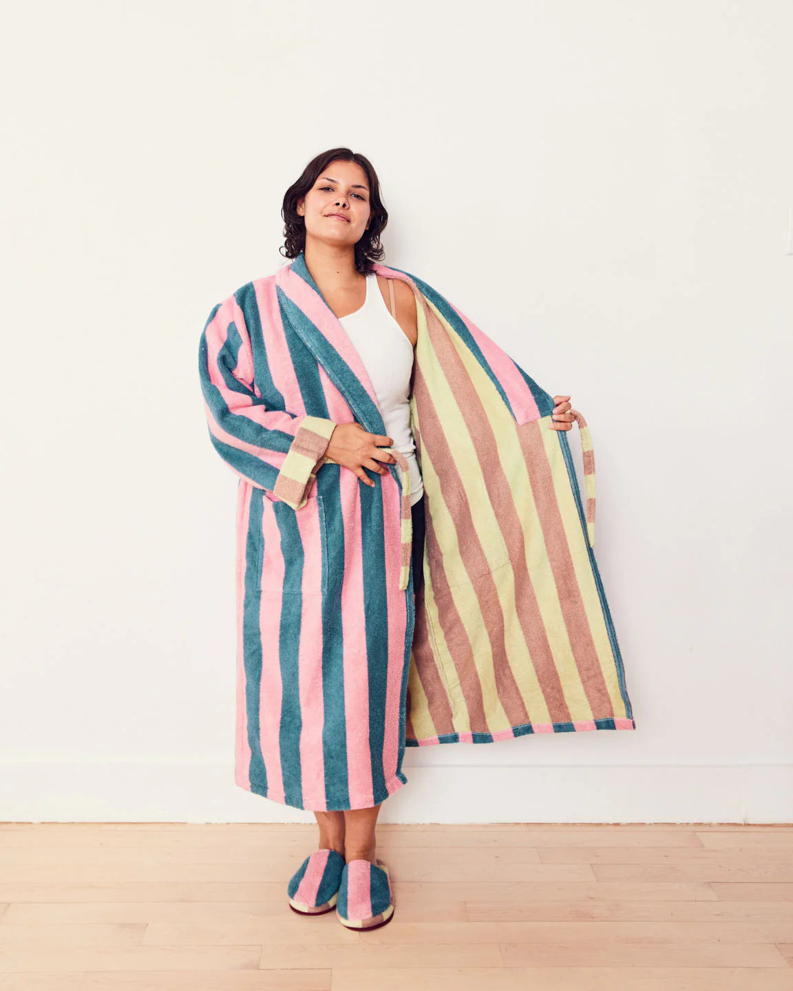 Martine Stripe Bathrobe by Dusen Dusen