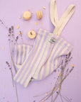 Lavender x Cream Stripe Footless Tights