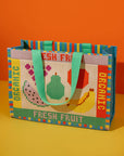 Fruit Tiles Rattan Market Bag