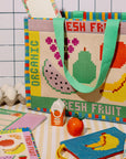 Fruit Tiles Rattan Pouch