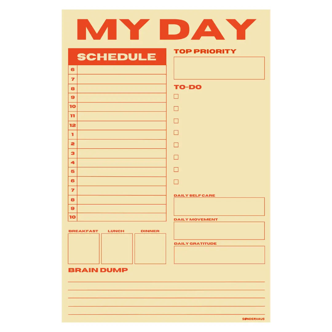Daily Planner Pad - Yellow/Red by Sonderhaus