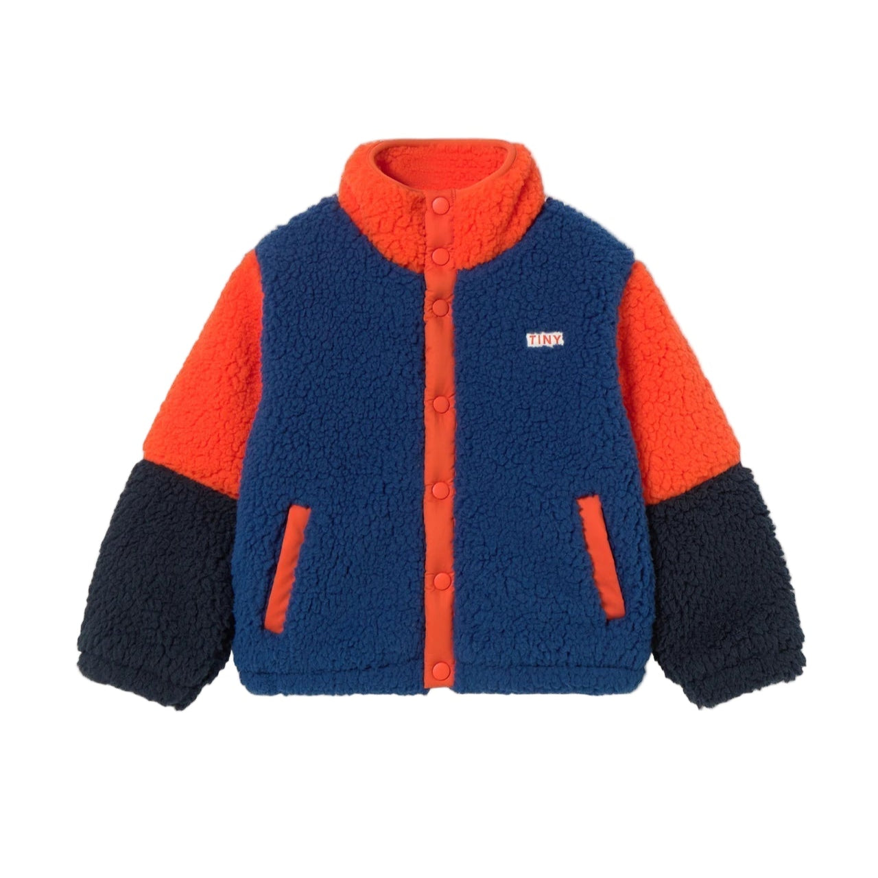 Color Block Polar Sherpa Jacket - Red/Navy by Tinycottons