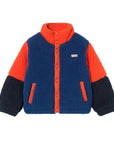 Color Block Polar Sherpa Jacket - Red/Navy by Tinycottons