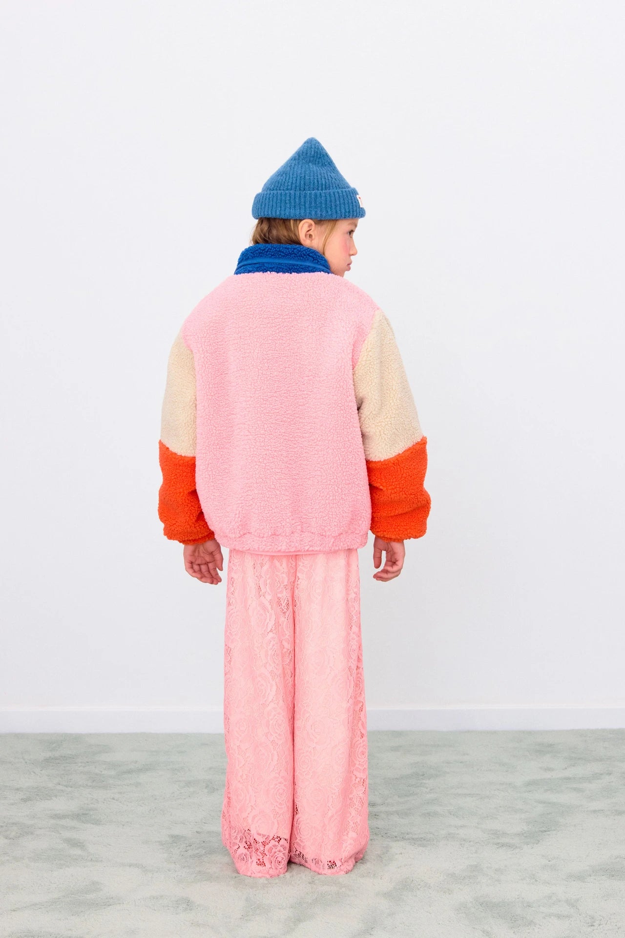 Color Block Polar Sherpa Jacket - Pink/Navy by Tinycottons