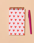 Hearts Letterpress Spiral Pocket Size Notebook by And Here We Are