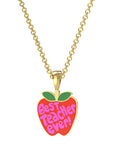 Best Teacher Ever Apple Pendant Necklace by Yellow Owl Workshop