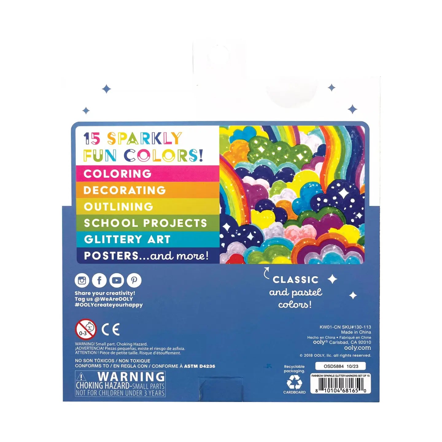 Rainbow Sparkle Glitter Markers by Ooly