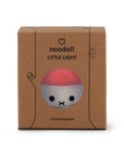Noodle Little Light USB Rechargeable written on Box with mushroom night light face seen through plastic screen in box.