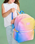 Blue/Pink/Yellow Gradient Kane Double Pocket Large Backpack
