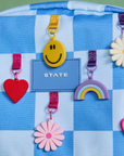 Charms Blue Checkerboard Kane Double Pocket Backpack