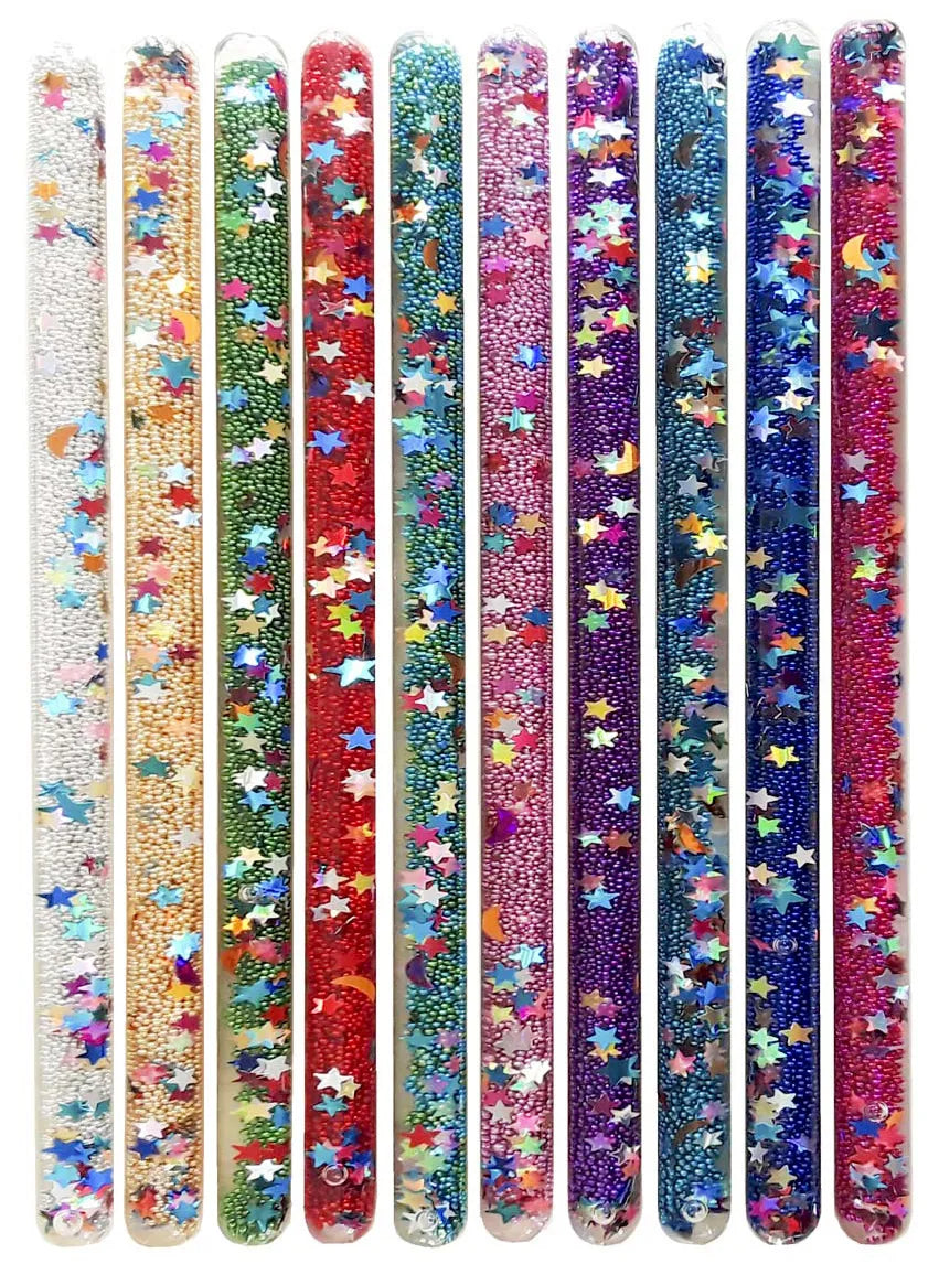 Rainbow of glitter fairy wands.