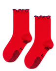 Thermal Ruffle Grip Sock - Red