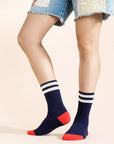 Collegiate Stripe Adult Crew Sock - Navy by Hansel from Basel