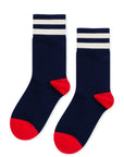 Collegiate Stripe Adult Crew Sock - Navy by Hansel from Basel