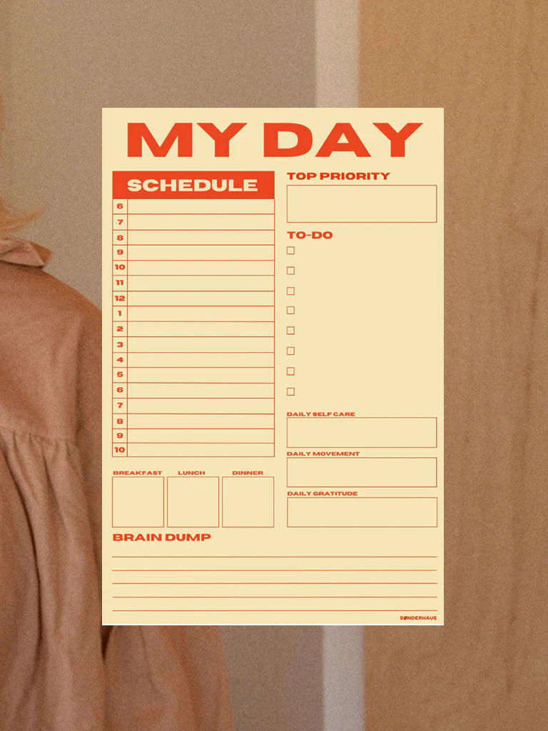 Daily Planner Pad - Yellow/Red by Sonderhaus