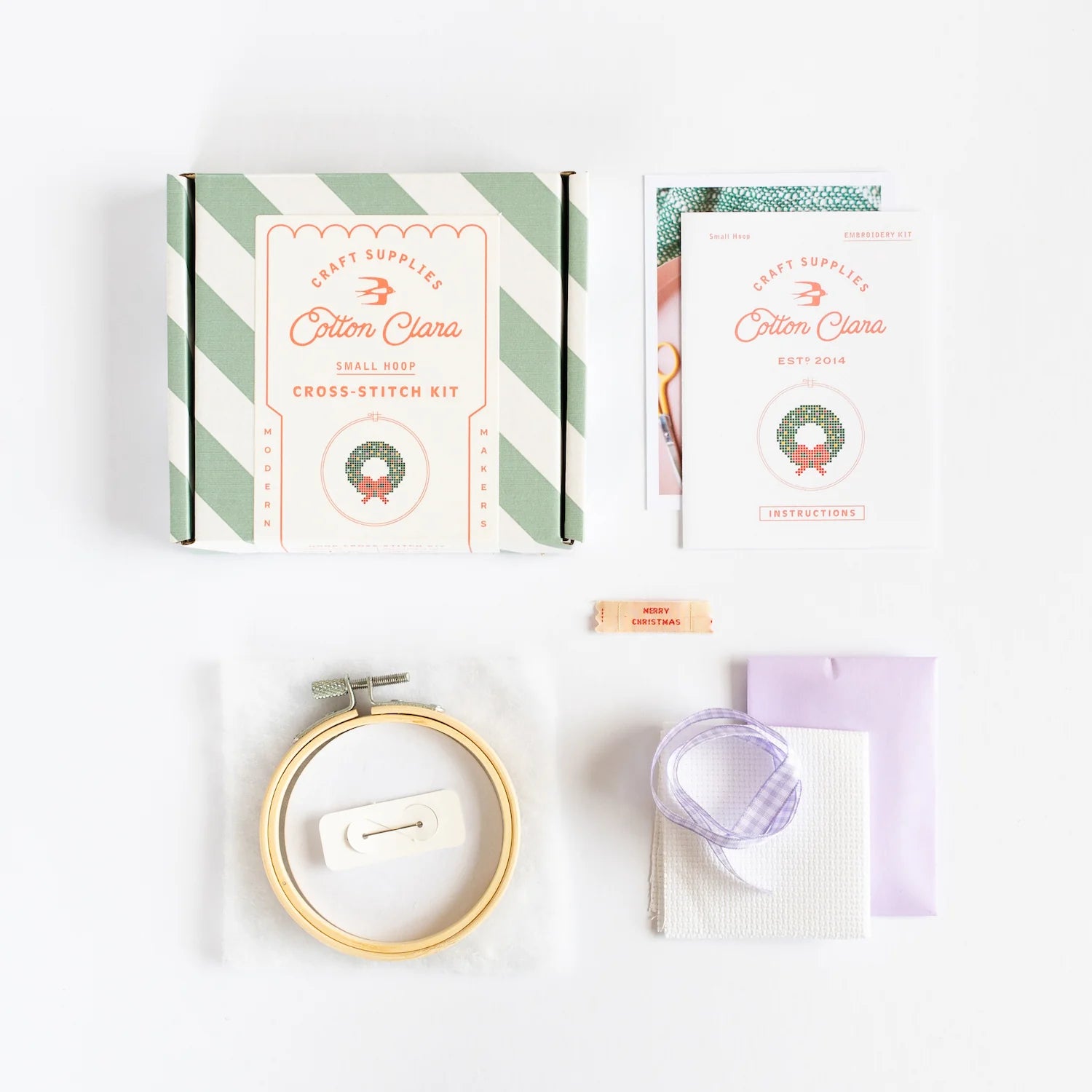 Christmas Wreath Cross Stitch Kit by Cotton Clara