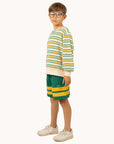SALE Stripes Logo Short-Dark Emerald by Tinycottons