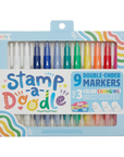 Packaging of Stamp-a-Doodle double-ended markers with colorful design
