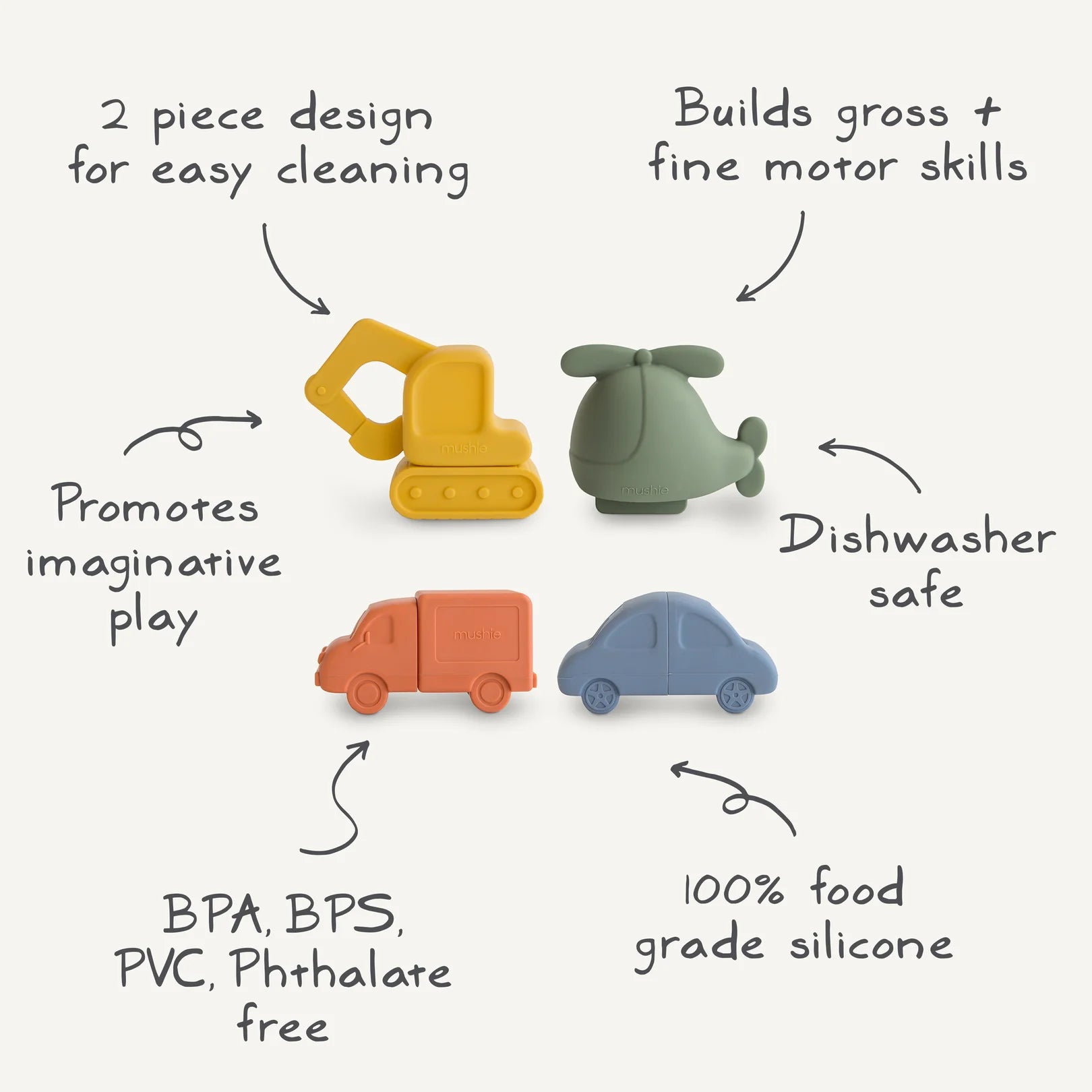 Vehicles Mold Free Bath Play Set - 4 Pack by Mushie