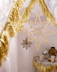 Large Glitter Wooden Star Decorations